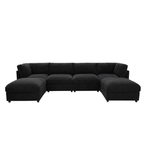 English Elm Corduroy Ribbed Upholstered Modular Sectional Sofa for Versatile Living Room Layouts Black B2748S00208