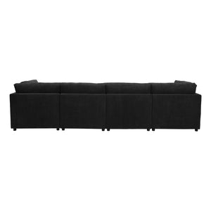 English Elm Corduroy Ribbed Upholstered Modular Sectional Sofa for Versatile Living Room Layouts Black B2748S00208