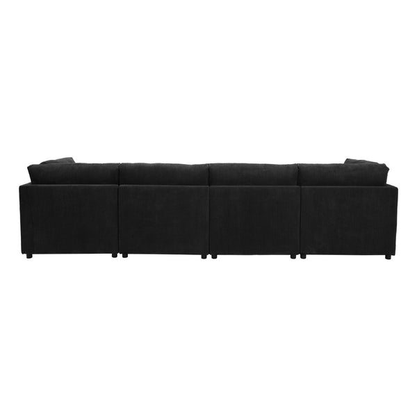 English Elm Corduroy Ribbed Upholstered Modular Sectional Sofa for Versatile Living Room Layouts Black B2748S00208