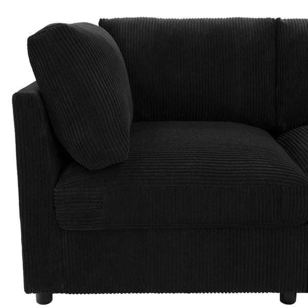 English Elm Corduroy Ribbed Upholstered Modular Sectional Sofa for Versatile Living Room Layouts Black B2748S00208