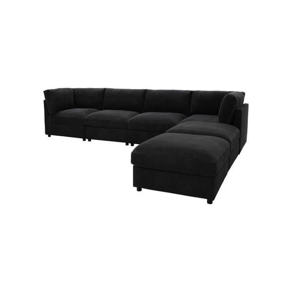English Elm Corduroy Ribbed Upholstered Modular Sectional Sofa for Versatile Living Room Layouts Black B2748S00208