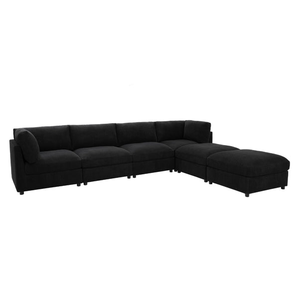 English Elm Corduroy Ribbed Upholstered Modular Sectional Sofa for Versatile Living Room Layouts Black B2748S00208