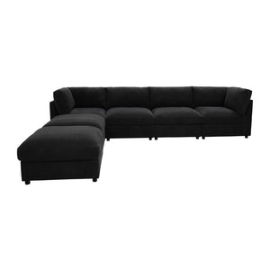 English Elm Corduroy Ribbed Upholstered Modular Sectional Sofa for Versatile Living Room Layouts Black B2748S00208