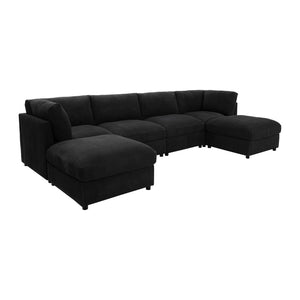 English Elm Corduroy Ribbed Upholstered Modular Sectional Sofa for Versatile Living Room Layouts Black B2748S00208