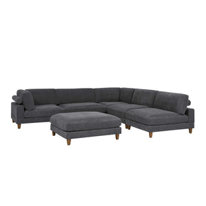 English Elm Large Corduroy Modular Sectional Sofa with Wooden Legs for Casual Living Rooms Dark Gray B2748S00210