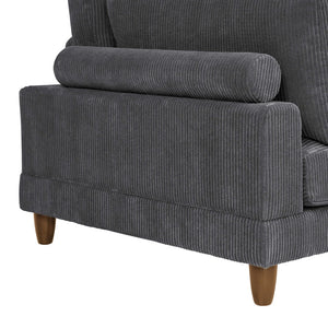 English Elm Large Corduroy Modular Sectional Sofa with Wooden Legs for Casual Living Rooms Dark Gray B2748S00210