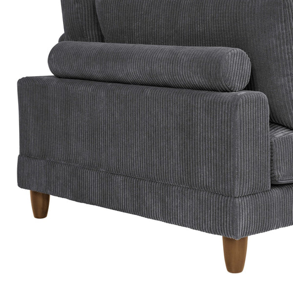 English Elm Large Corduroy Modular Sectional Sofa with Wooden Legs for Casual Living Rooms Dark Gray B2748S00210