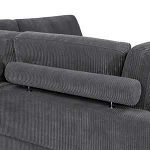 English Elm Large Corduroy Modular Sectional Sofa with Wooden Legs for Casual Living Rooms Dark Gray B2748S00210
