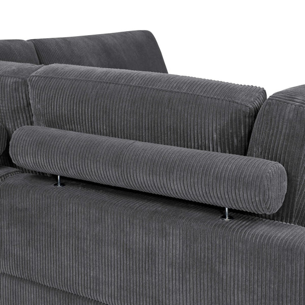 English Elm Large Corduroy Modular Sectional Sofa with Wooden Legs for Casual Living Rooms Dark Gray B2748S00210