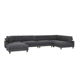 English Elm Large Corduroy Modular Sectional Sofa with Wooden Legs for Casual Living Rooms Dark Gray B2748S00210