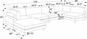English Elm Large Corduroy Modular Sectional Sofa with Wooden Legs for Casual Living Rooms Dark Gray B2748S00210
