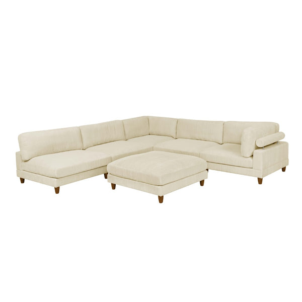 English Elm Large Corduroy Modular Sectional Sofa with Wooden Legs for Casual Living Rooms Beige B2748S00212