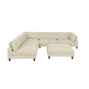 English Elm Large Corduroy Modular Sectional Sofa with Wooden Legs for Casual Living Rooms Beige B2748S00212