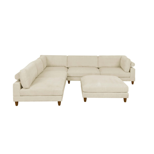 English Elm Large Corduroy Modular Sectional Sofa with Wooden Legs for Casual Living Rooms Beige B2748S00212