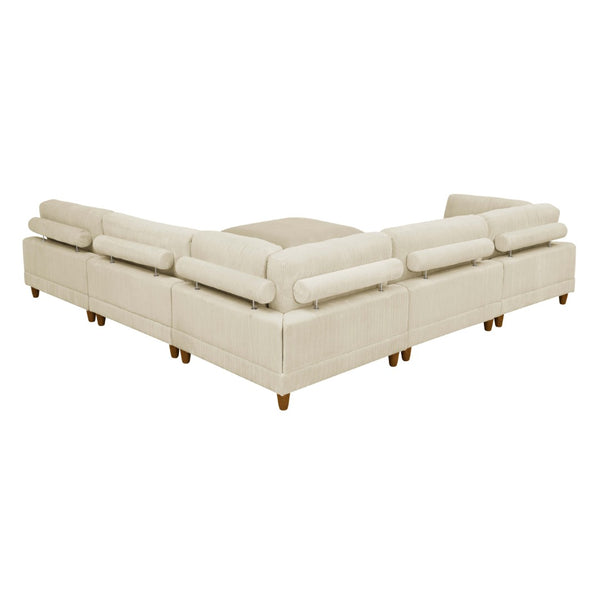 English Elm Large Corduroy Modular Sectional Sofa with Wooden Legs for Casual Living Rooms Beige B2748S00212