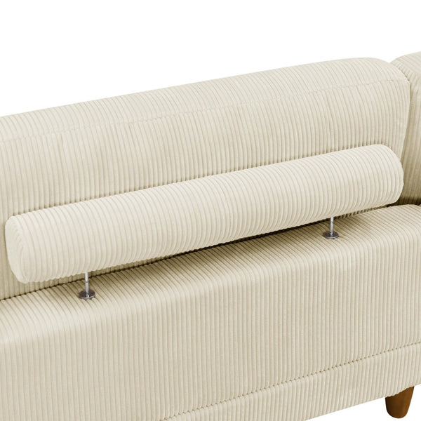 English Elm Large Corduroy Modular Sectional Sofa with Wooden Legs for Casual Living Rooms Beige B2748S00212