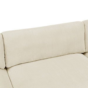 English Elm Large Corduroy Modular Sectional Sofa with Wooden Legs for Casual Living Rooms Beige B2748S00212