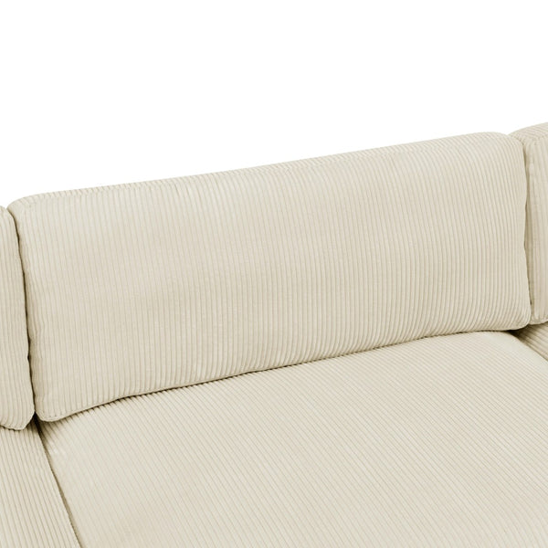 English Elm Large Corduroy Modular Sectional Sofa with Wooden Legs for Casual Living Rooms Beige B2748S00212