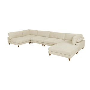 English Elm Large Corduroy Modular Sectional Sofa with Wooden Legs for Casual Living Rooms Beige B2748S00212