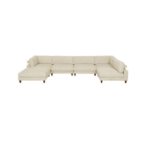 English Elm Large Corduroy Modular Sectional Sofa with Wooden Legs for Casual Living Rooms Beige B2748S00212