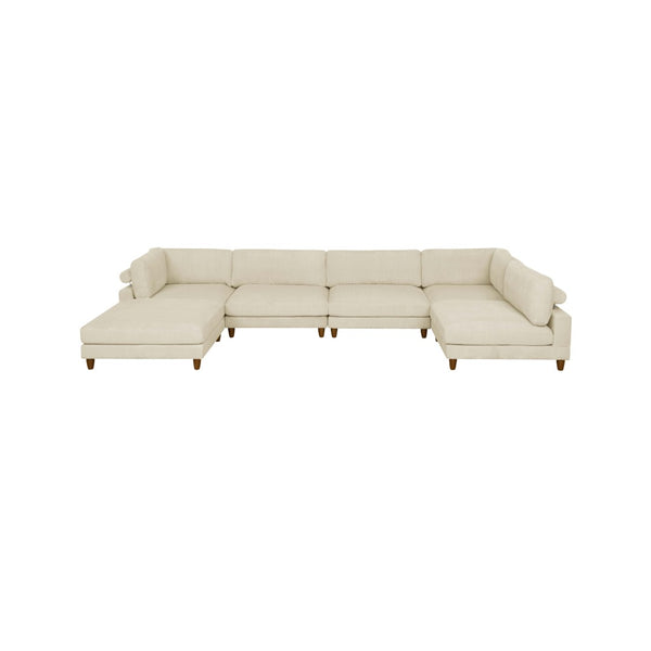 English Elm Large Corduroy Modular Sectional Sofa with Wooden Legs for Casual Living Rooms Beige B2748S00212