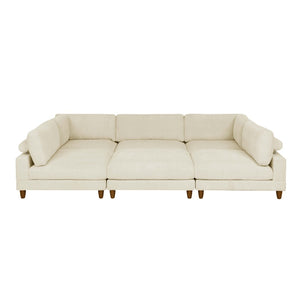 English Elm Large Corduroy Modular Sectional Sofa with Wooden Legs for Casual Living Rooms Beige B2748S00212