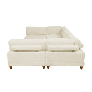 English Elm Large Corduroy Modular Sectional Sofa with Wooden Legs for Casual Living Rooms Beige B2748S00212