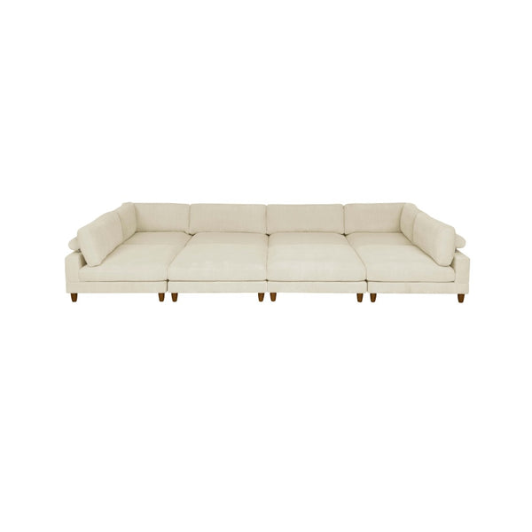 English Elm Large Corduroy Modular Sectional Sofa with Wooden Legs Mid-century Living Room Seating Beige B2748S00213