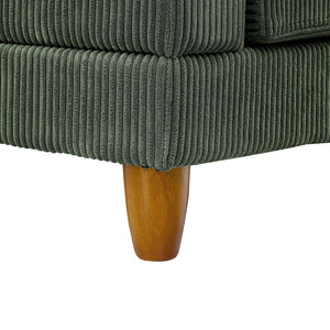English Elm Large Corduroy Modular Sectional Sofa with Wooden Legs for Casual Living Rooms Dark Green B2748S00214