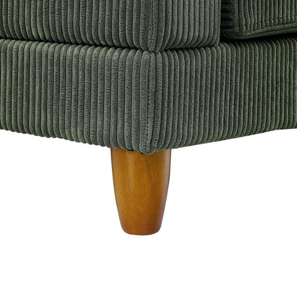 English Elm Large Corduroy Modular Sectional Sofa with Wooden Legs for Casual Living Rooms Dark Green B2748S00214