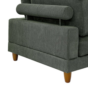 English Elm Large Corduroy Modular Sectional Sofa with Wooden Legs for Casual Living Rooms Dark Green B2748S00214
