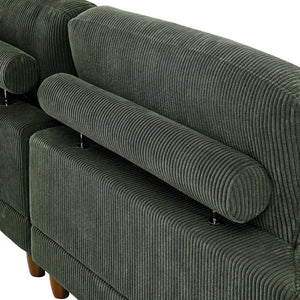 English Elm Large Corduroy Modular Sectional Sofa with Wooden Legs for Casual Living Rooms Dark Green B2748S00214