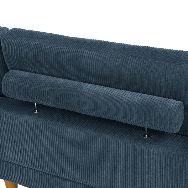 English Elm Large Corduroy Modular Sectional Sofa with Wooden Legs for Casual Living Rooms Dark Blue B2748S00216
