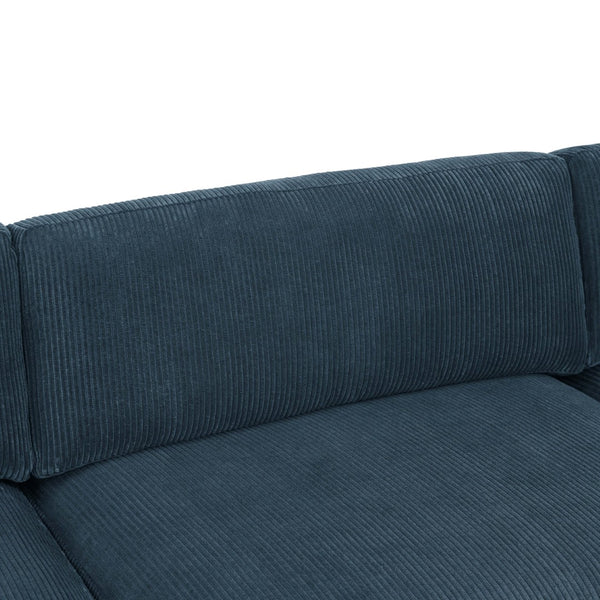 English Elm Large Corduroy Modular Sectional Sofa with Wooden Legs for Casual Living Rooms Dark Blue B2748S00216