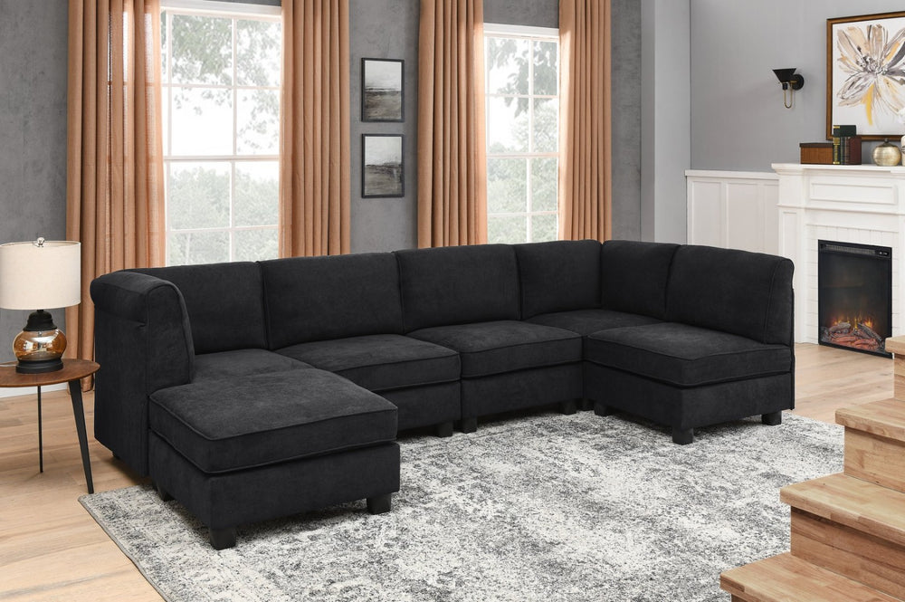 English Elm Polyester Blend Modular Sectional Sofa with L Shape Design for Living Rooms B2748S00218