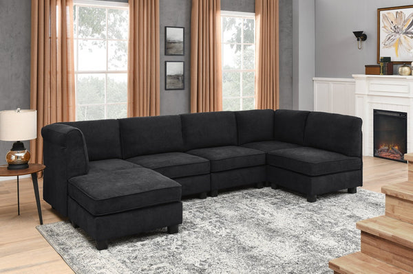 English Elm Polyester Blend Modular Sectional Sofa with L Shape Design for Living Rooms B2748S00218