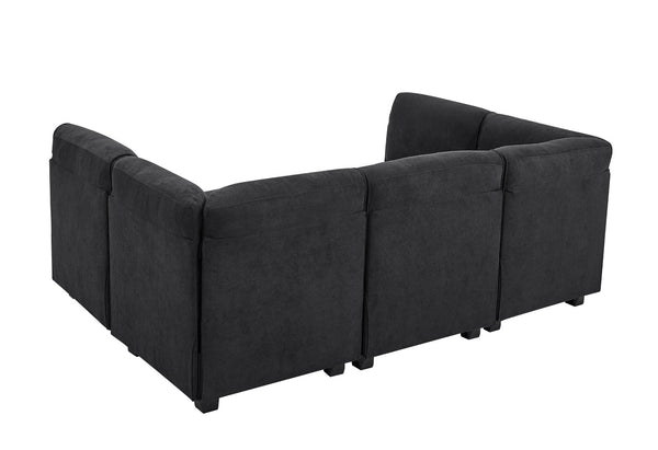 English Elm Polyester Blend Modular Sectional Sofa with L Shape Design for Living Rooms B2748S00218