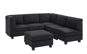 English Elm Polyester Blend Modular Sectional Sofa with L Shape Design for Living Rooms B2748S00218