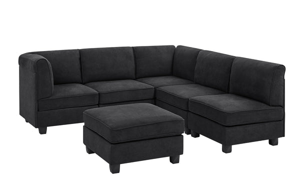 English Elm Polyester Blend Modular Sectional Sofa with L Shape Design for Living Rooms B2748S00218