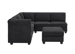 English Elm Polyester Blend Modular Sectional Sofa with L Shape Design for Living Rooms B2748S00218