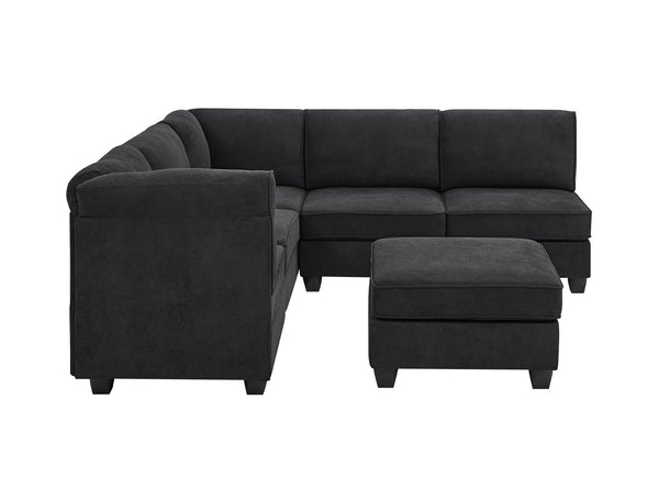 English Elm Polyester Blend Modular Sectional Sofa with L Shape Design for Living Rooms B2748S00218
