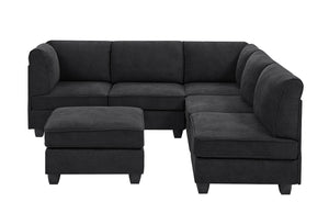 English Elm Polyester Blend Modular Sectional Sofa with L Shape Design for Living Rooms B2748S00218