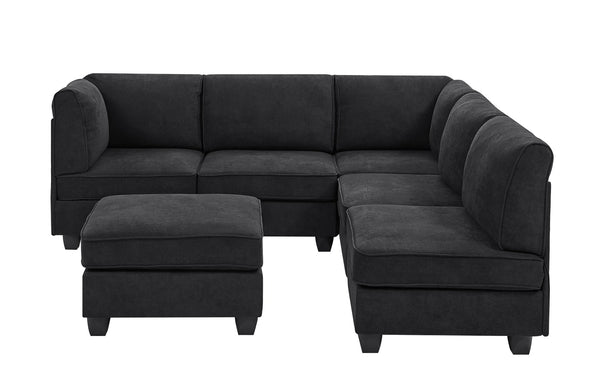 English Elm Polyester Blend Modular Sectional Sofa with L Shape Design for Living Rooms B2748S00218