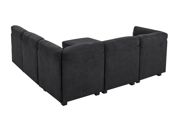 English Elm Polyester Blend Modular Sectional Sofa with L Shape Design for Living Rooms B2748S00218