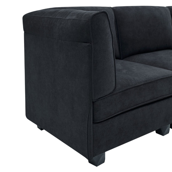 English Elm Polyester Blend Modular Sectional Sofa with L Shape Design for Living Rooms B2748S00218