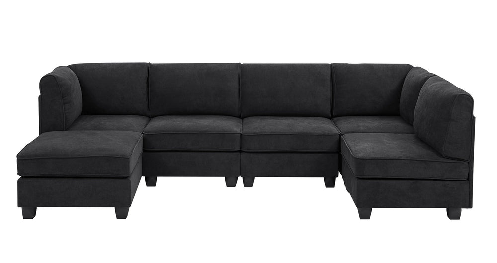 English Elm Polyester Blend Modular Sectional Sofa with L Shape Design for Living Rooms B2748S00218