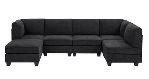 English Elm Polyester Blend Modular Sectional Sofa with L Shape Design for Living Rooms B2748S00218