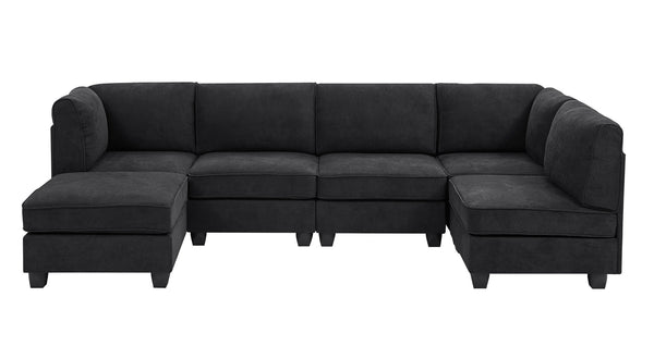 English Elm Polyester Blend Modular Sectional Sofa with L Shape Design for Living Rooms B2748S00218