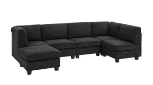 English Elm Polyester Blend Modular Sectional Sofa with L Shape Design for Living Rooms B2748S00218