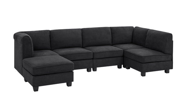 English Elm Polyester Blend Modular Sectional Sofa with L Shape Design for Living Rooms B2748S00218